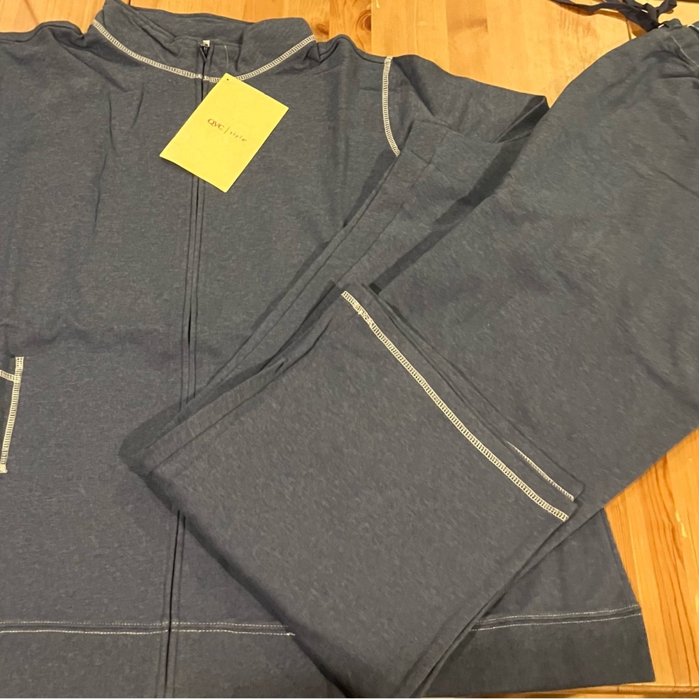 NWT Sport Savvy Women's Heather indigo Track Pants & Jacket Set 3X